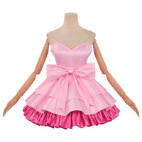 alien stage zombie stage mizi cosplay pink satin mini dress big waist bow full front photo