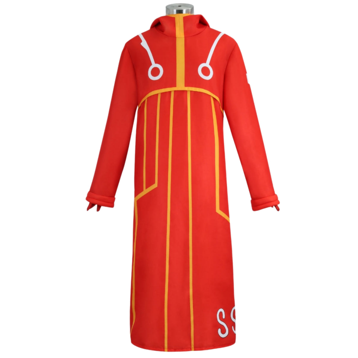 front full view monkey d luffy egghead arc red hooded robe cosplay costume