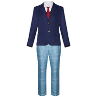 anime wakana cosplay navy blazer white shirt red tie light blue plaid long trousers complete outfit