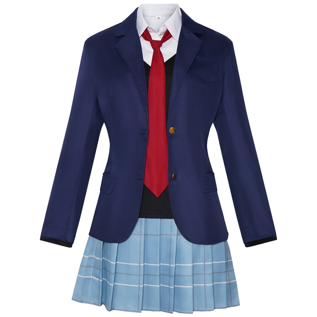 anime marin cosplay navy blazer white shirt red tie plaid pleated skirt full outfit