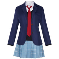 anime marin cosplay navy blazer white shirt red tie plaid pleated skirt full outfit