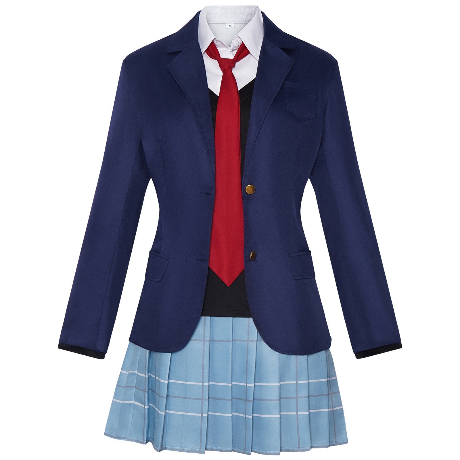 anime marin cosplay navy blazer white shirt red tie plaid pleated skirt full outfit