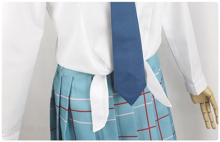 anime kitagawa marin school uniform knotted shirt tie plaid skirt waist shot