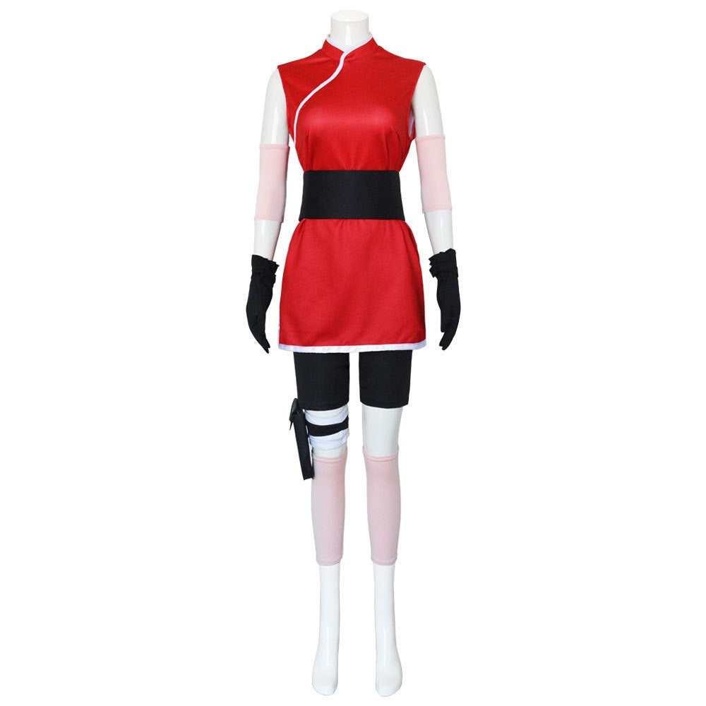 naruto haruno sakura full set red sleeveless ninja cosplay costume