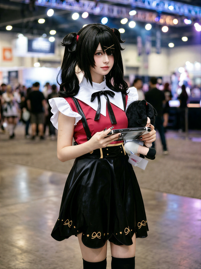 needy girl overdose ame chan cosplay costume red black suspender dress anime cosplay outfit
