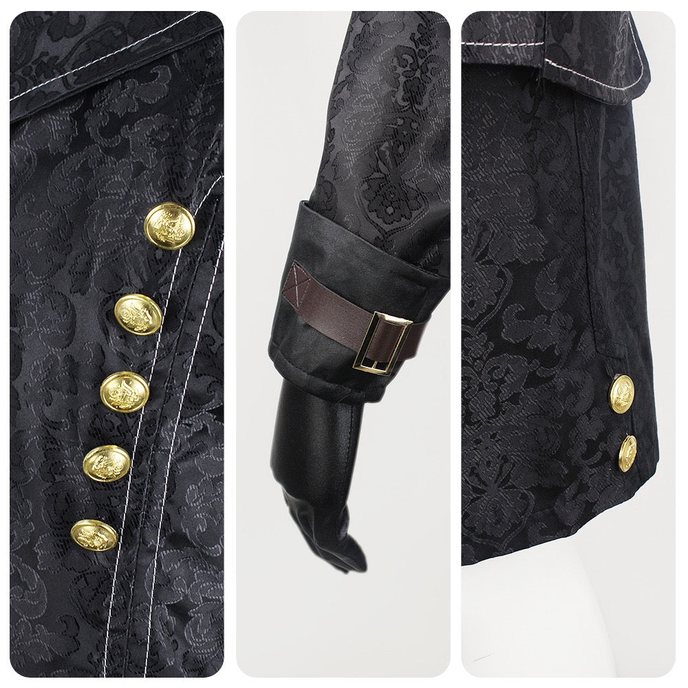 9s cosplay coat gold buttons fabric buckle cuff close up