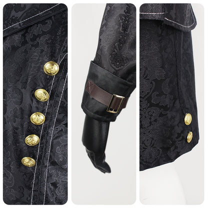 9s cosplay coat gold buttons fabric buckle cuff close up