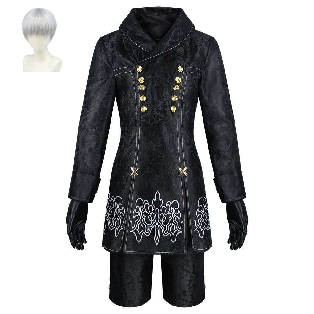 nier automata 9s complete costume matching silver short wig display