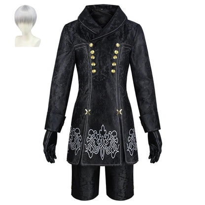 nier automata 9s complete costume matching silver short wig display