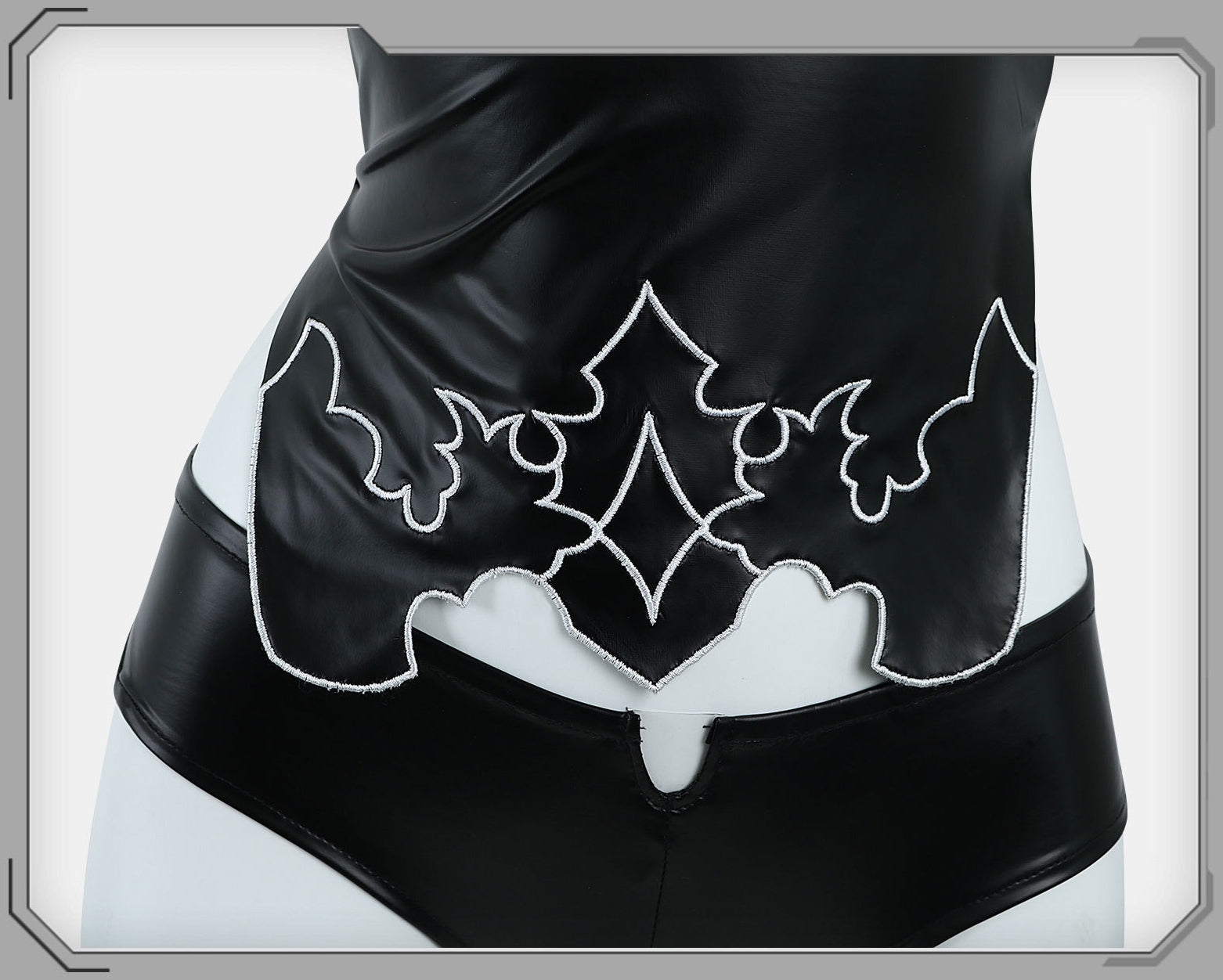 yorha a2 cosplay leather top white embroidery hem