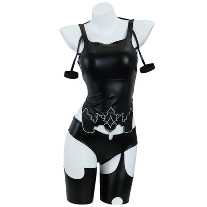 nier automata a2 faux leather camisole with arm straps