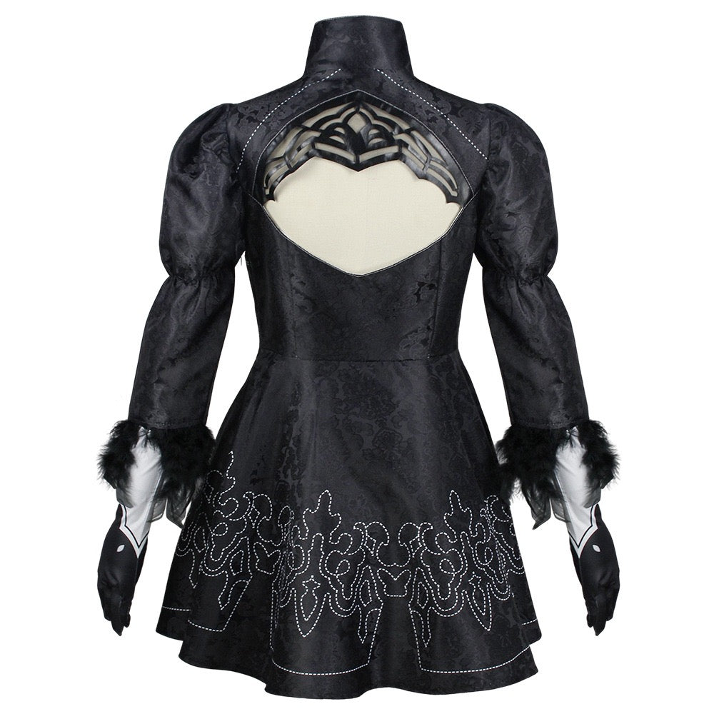 yorha 2b cosplay back cutout dress nier automata anime outfit