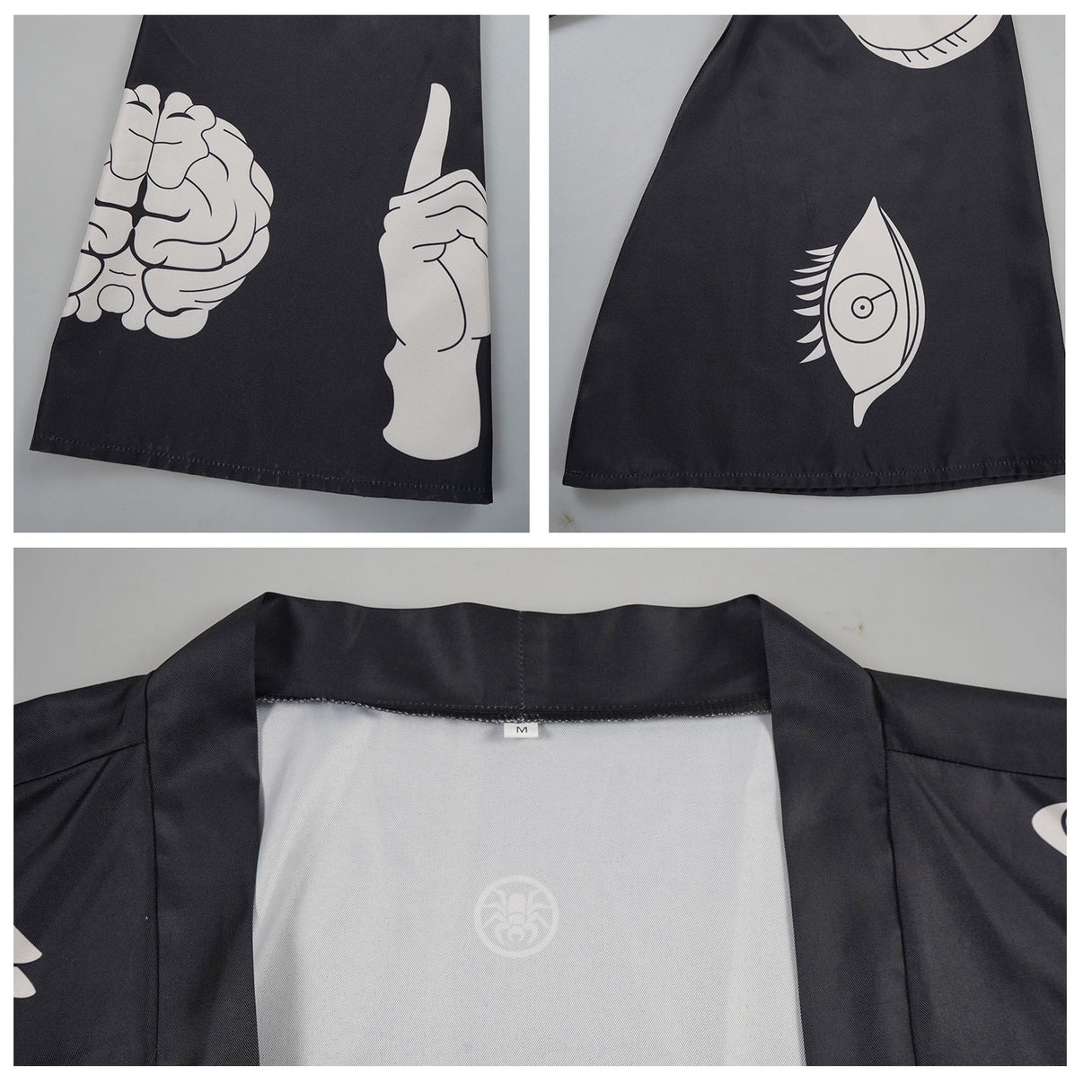 omokage yugamu cosplay jacket close up sleeve brain eye print collar detail