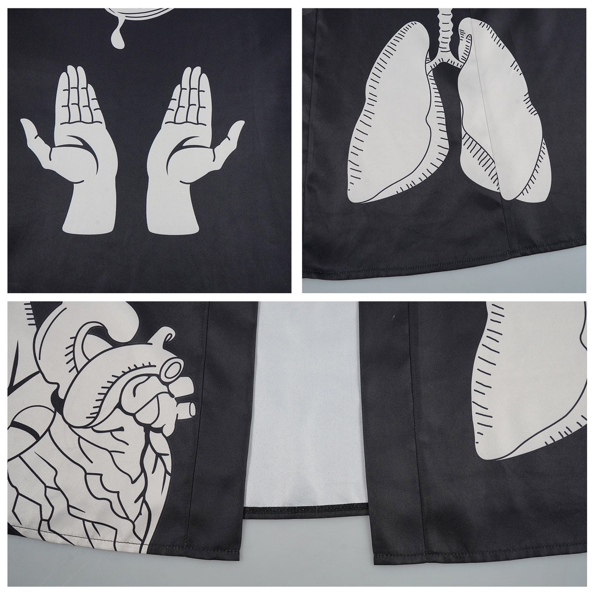 omokage yugamu cosplay robe hem close up hand lung heart print patterns
