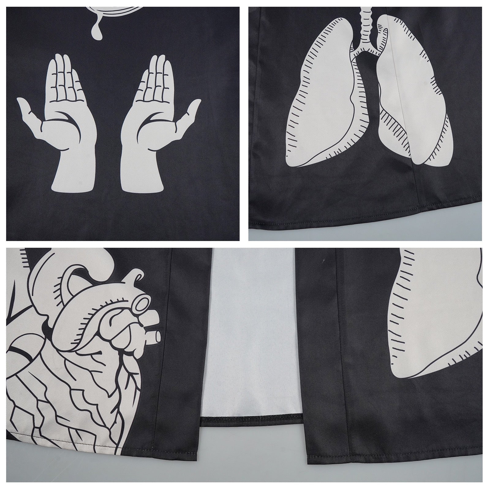 omokage yugamu cosplay robe hem close up hand lung heart print patterns

