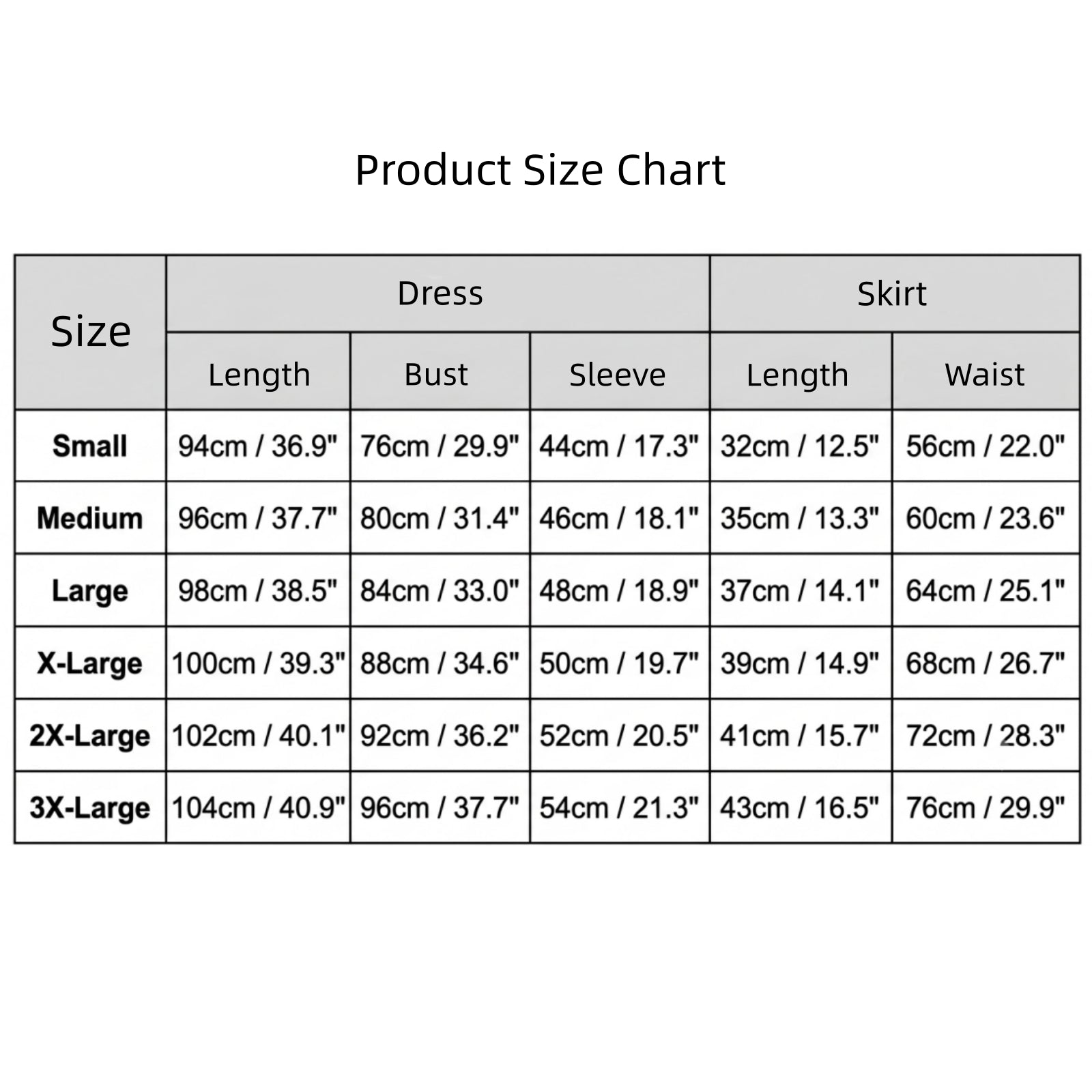 re zero emilia costume size measurement chart