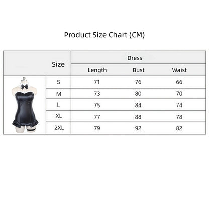 re zero rem bunny maid costume size chart cm bust waist length s m l xl 2xl faux leather bodysuit