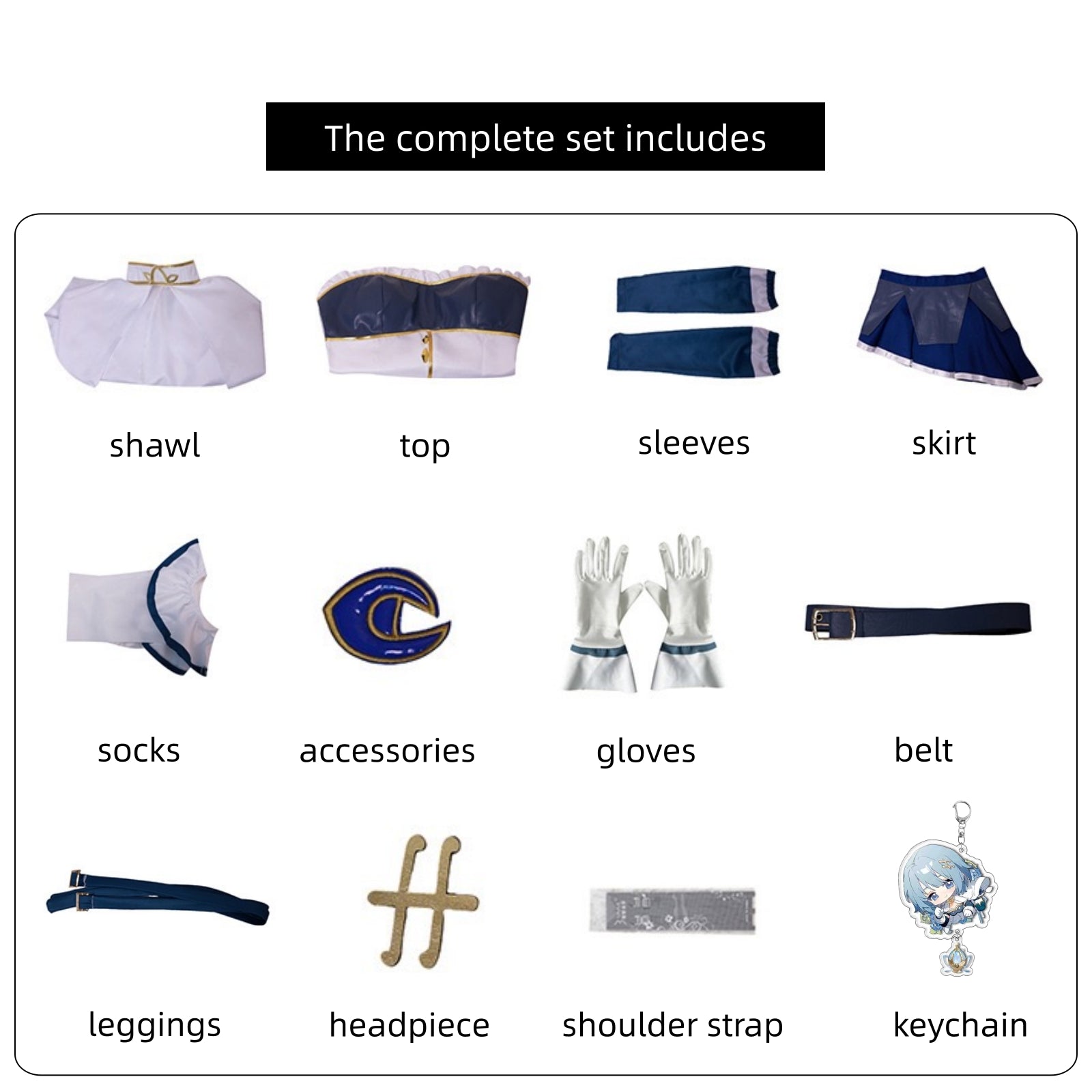 complete set includes shawl top sleeves skirt socks accessories gloves belt leggings headpiece shoulder strap keychain sayaka miki cosplay