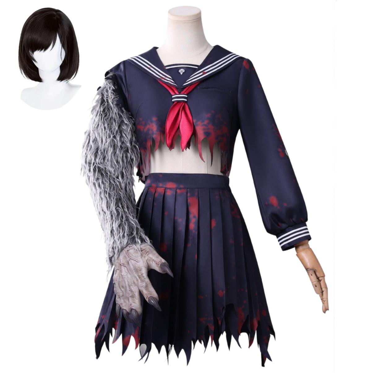 shimizu hinako cosplay costume with wig zombie sailor uniform set