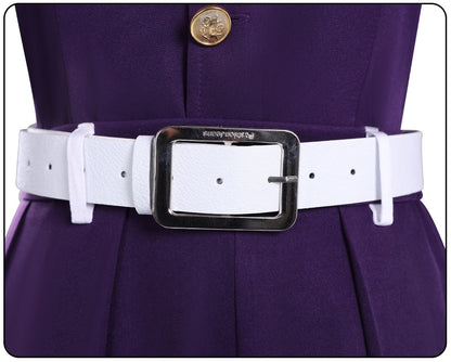 kochou shinobu cosplay costume white pu belt silver buckle purple demon slayer uniform waist detail