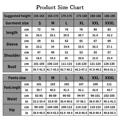 size chart for anime demon kokushibou cosplay kimono costume, size data for jacket and hakama pants