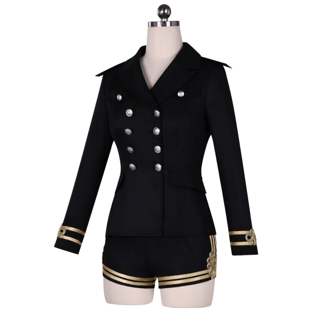 slim fit black sailor costume women side view full uniform outfit