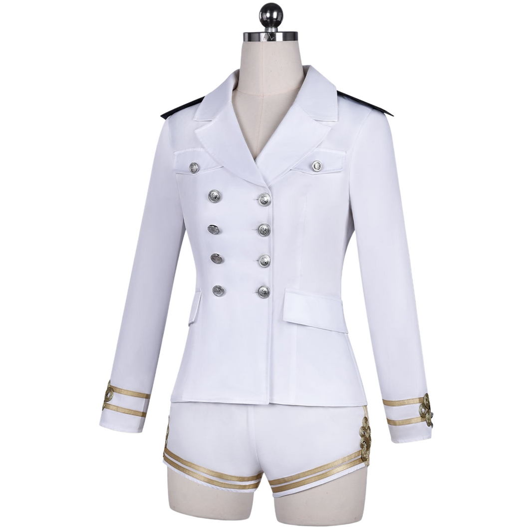 slim fit white sailor costume women side view full uniform outfit