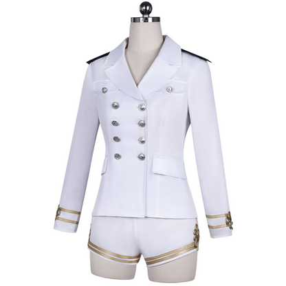 slim fit white sailor costume women side view full uniform outfit