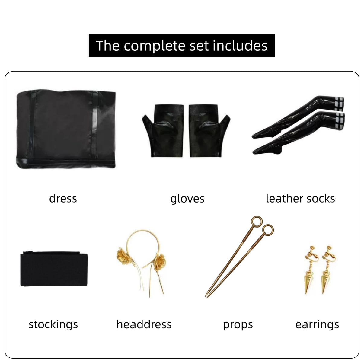 spy x family yor forger thorn princess cosplay accessories breakdown dress gloves leather socks stockings hair ornaments earrings props