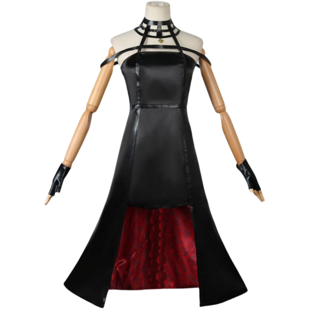 spy x family yor forger cosplay black slit dress thorn princess red inner satin outfit halloween costume