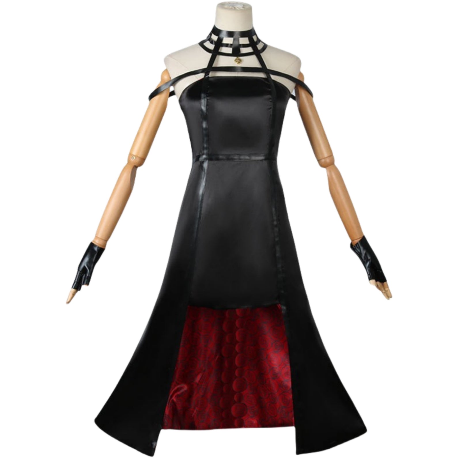 spy x family yor forger cosplay black slit dress thorn princess red inner satin outfit halloween costume