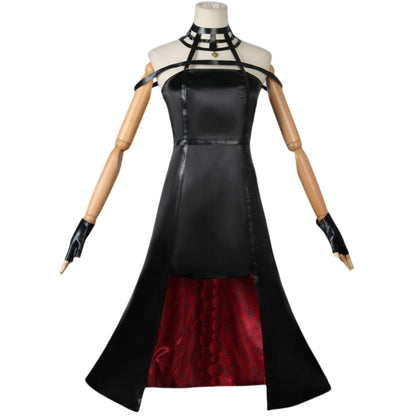 spy x family yor forger cosplay black slit dress thorn princess red inner satin outfit halloween costume