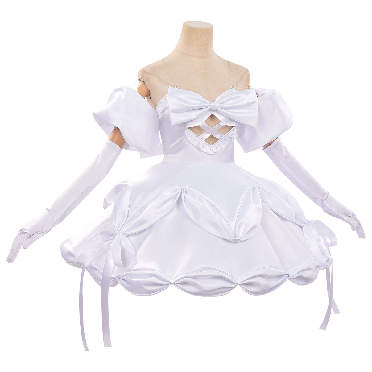 alien stage zombie stage sua cosplay costume white satin cutout bust gown complete front product shot