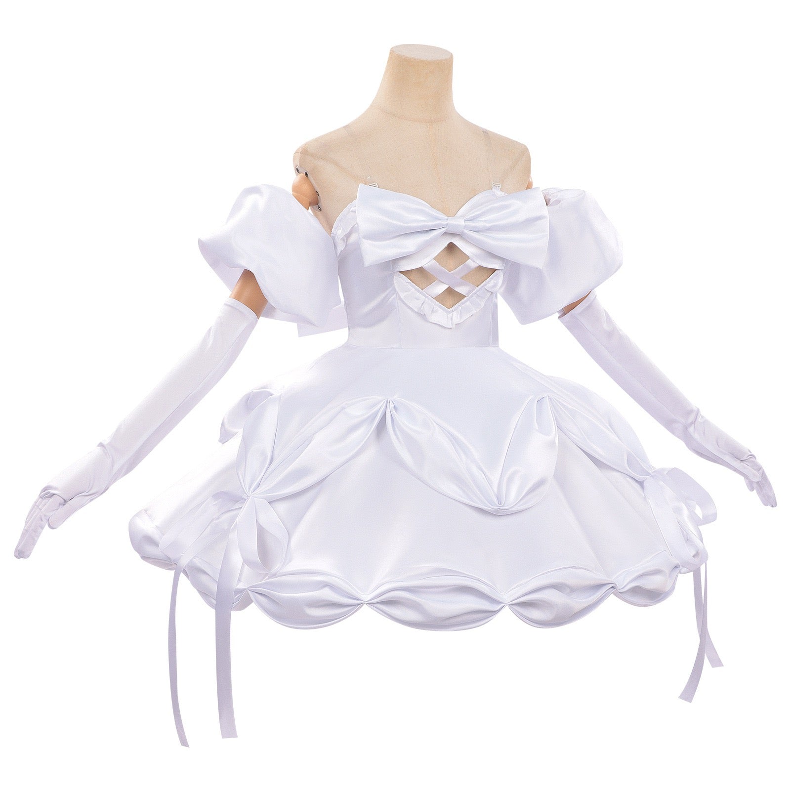 alien stage zombie stage sua cosplay costume white satin cutout bust gown complete front product shot