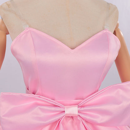 close up heart neckline alien stage zombie stage mizi cosplay pink dress glossy satin top detail