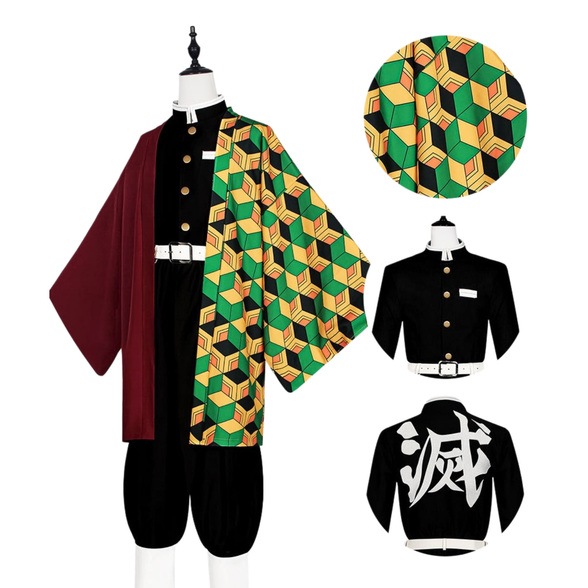 giyuu cosplay costume fabric uniform detail collage