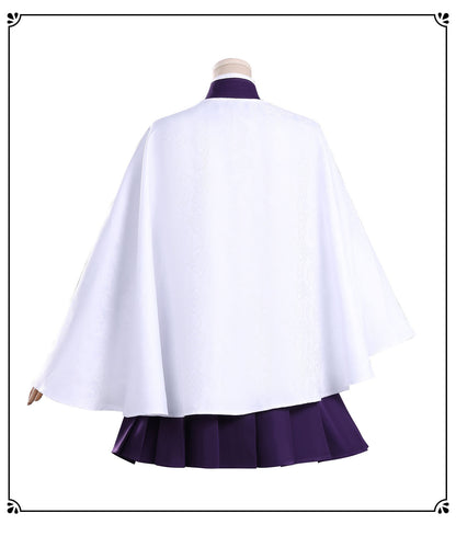 kanao tsuyuri cosplay costume white cloud pattern cape back kanawo cosplay outerwear rear view