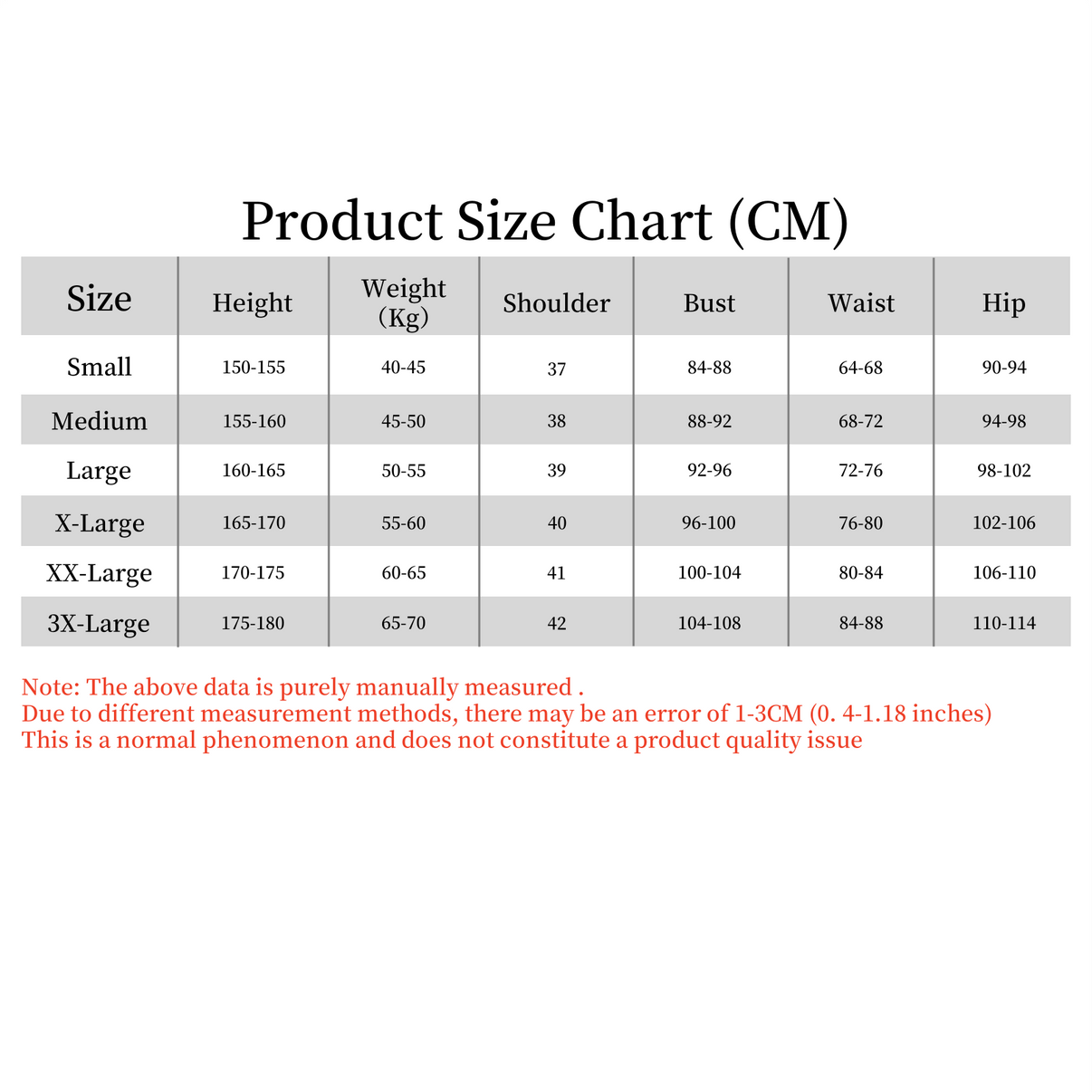 ubel frieren cosplay size chart – size guide for anime costume in cm