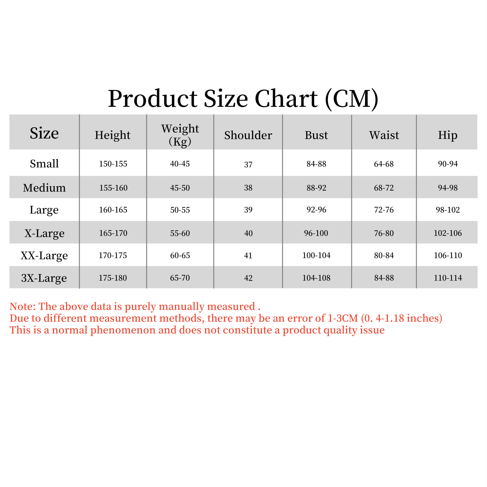 ubel frieren cosplay size chart – size guide for anime costume in cm