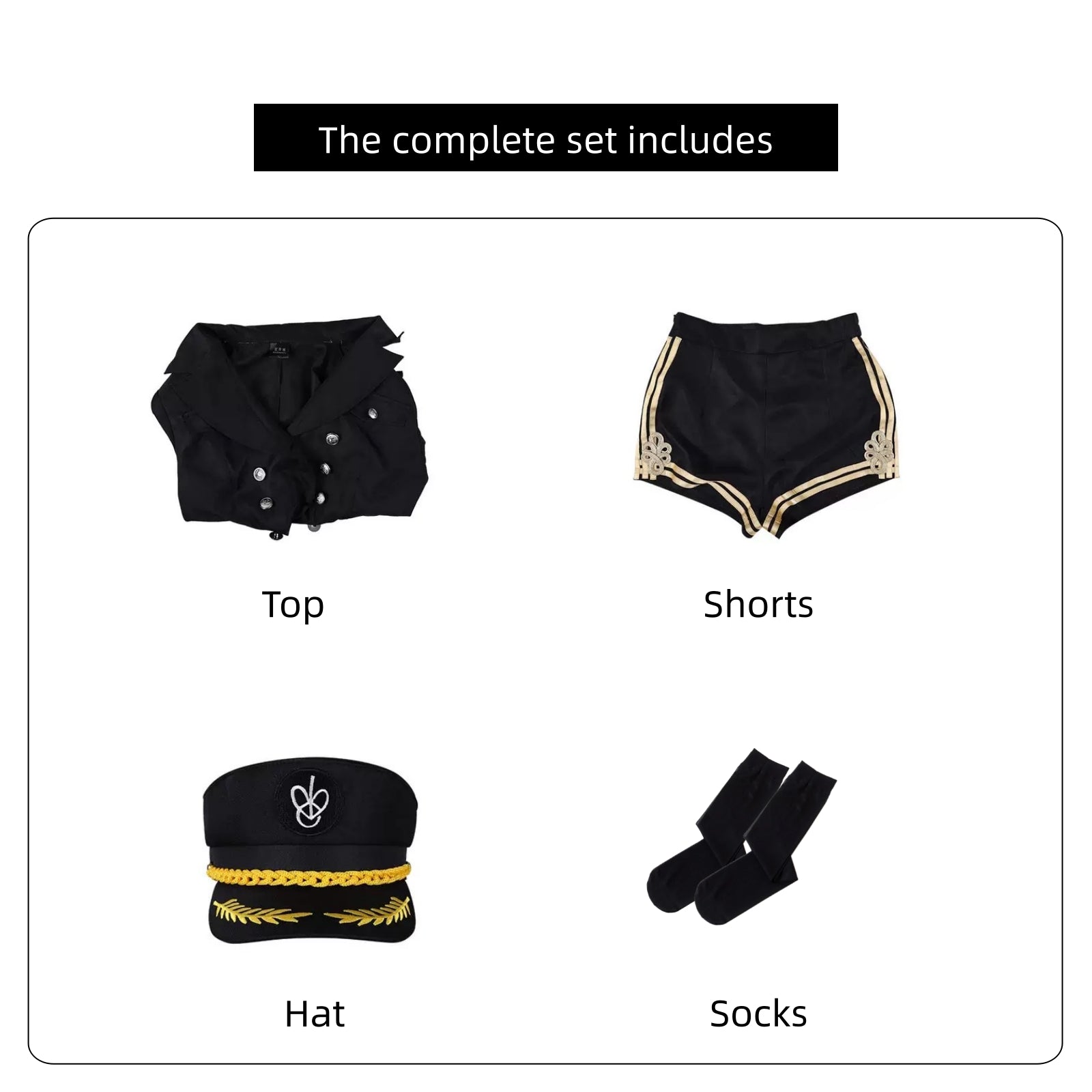 black sailor costume women double breasted naval uniform cosplay full set