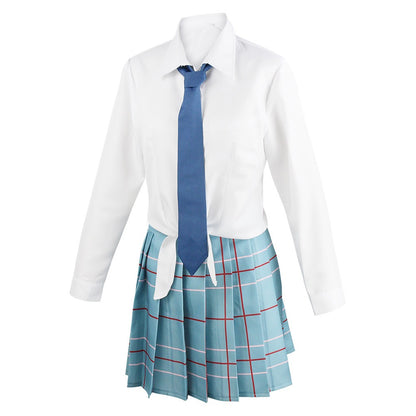 women kitagawa marin cosplay outfit knotted white shirt plaid school skirt