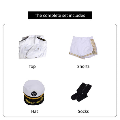 white sailor costume women double breasted naval uniform cosplay full set