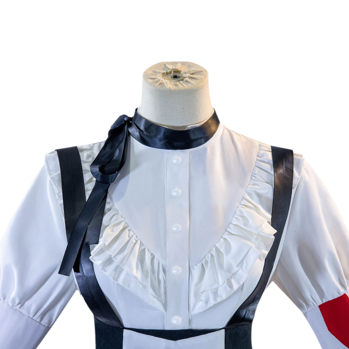 akiyama mizuki cosplay dress ruffle collar and black ribbon detail