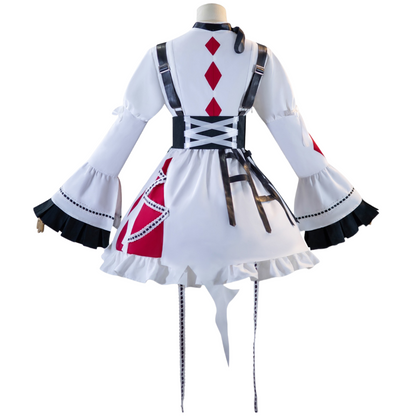 mizuki akiyama cosplay costume back view with red diamond print