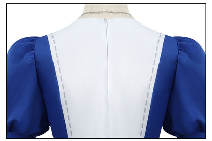 Alice cosplay blue white maid dress costume back view