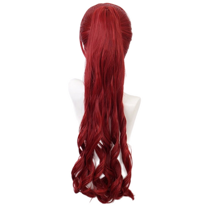 Kasumi Yoshizawa dark red long cosplay wig back view