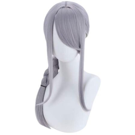 Kirifuji Nozomi grey purple long straight cosplay wig front view