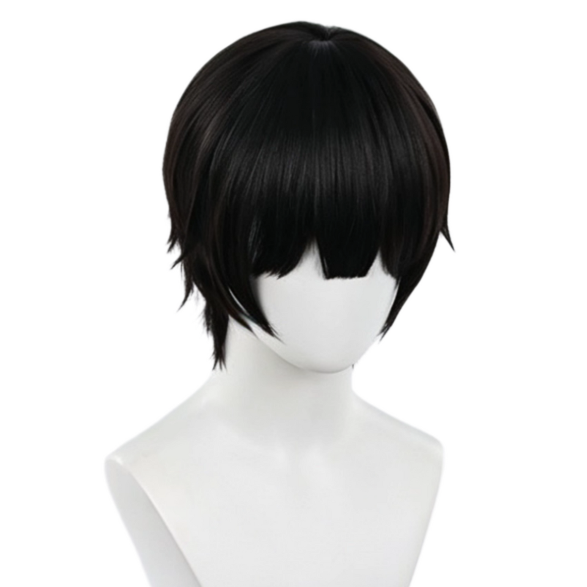 Tsukasa Yugi black short cosplay wig front angle view