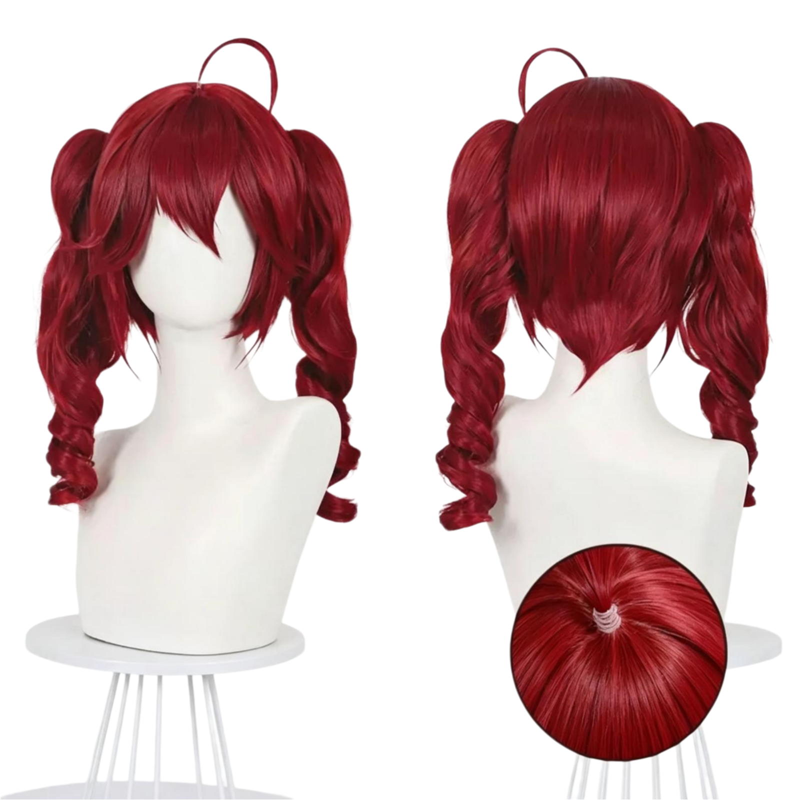 Vocaloid Kasane Teto dark red cosplay wig comparison display