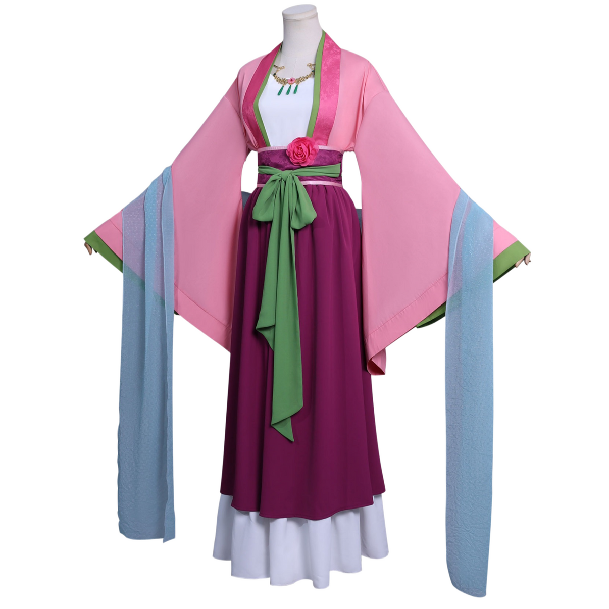 Apothecary Diaries Maomao pink hanfu cosplay costume full set side view